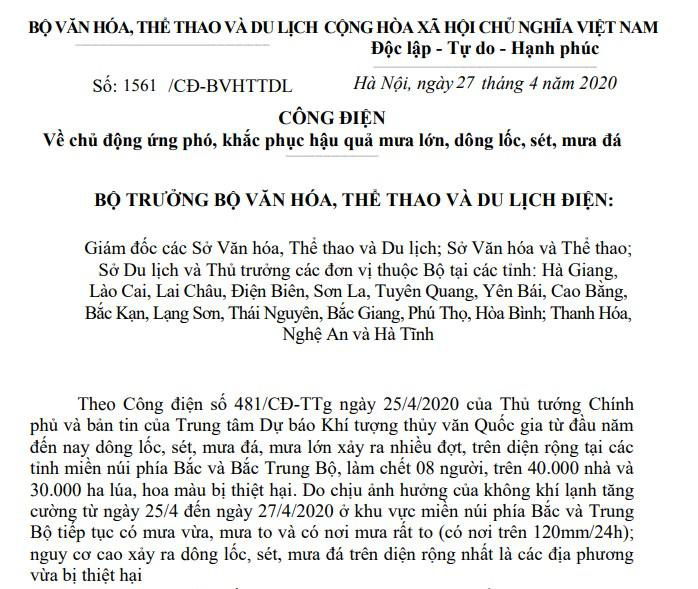 cong van BO VHTTDL